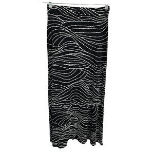 Susan Lawrence Black White Patterned Maxi Pencil Skirt Sz Medium